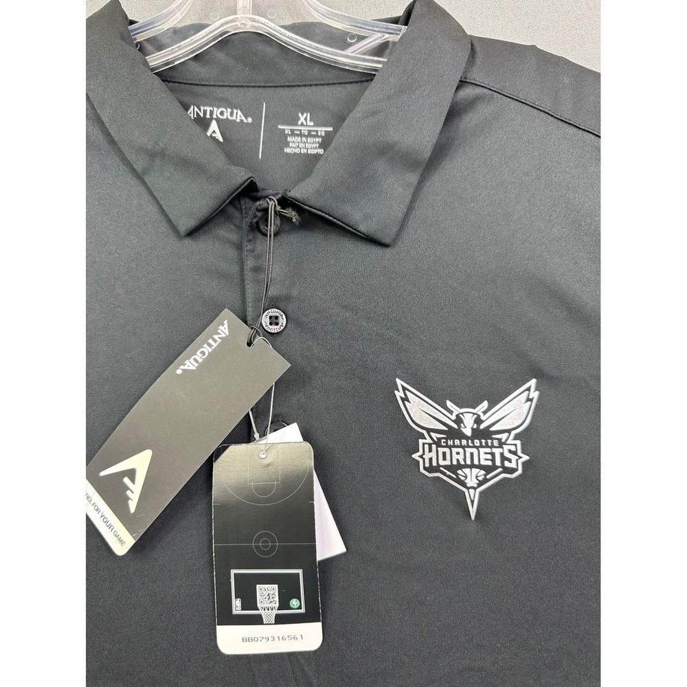Antigua‎ Men's NBA Charlotte Hornets Polo Shirt Black XL New With Tags